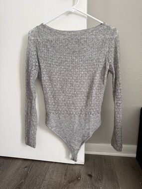 Abercrombie & Fitch Light Gray Knit Bodysuit Sweater